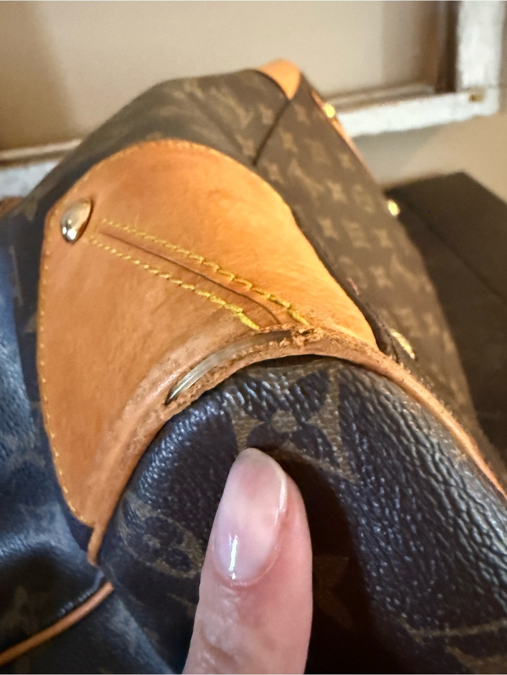 Louis Vuitton Brown Monogram Canvas LARGE Satchel with Tan Leather Trim PROJECT - Picture 8 of 15
